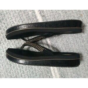 Volatile wedge sandal sz 9 rhinestone & snake sole black